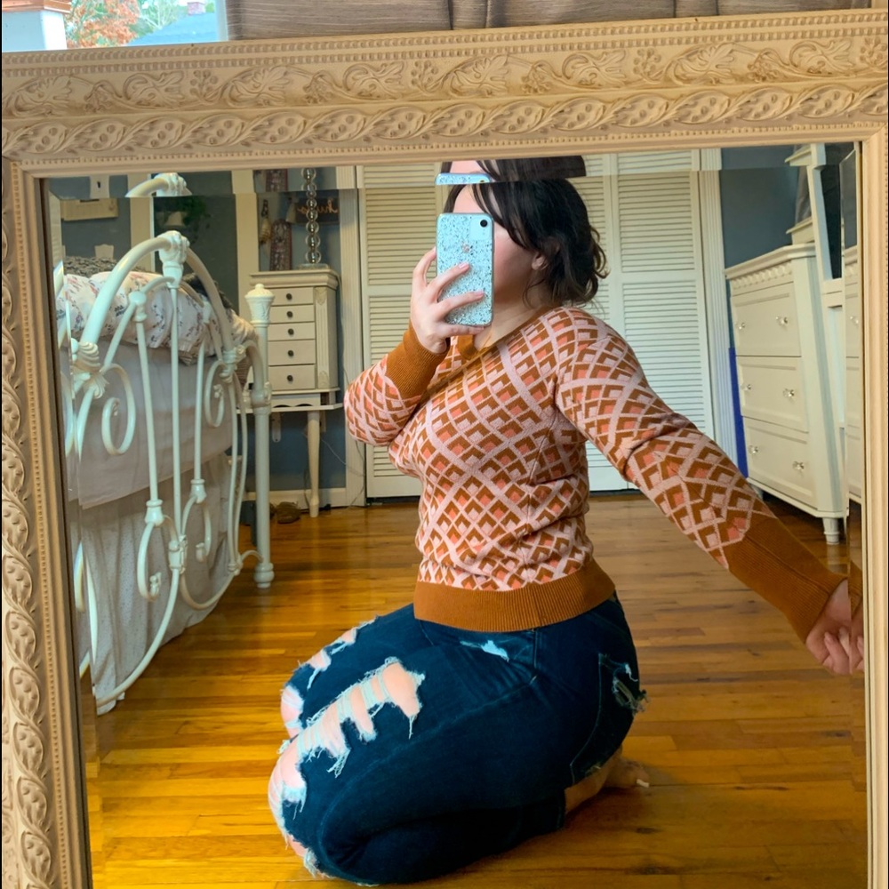 FALL SWEATER pink and burnt orange